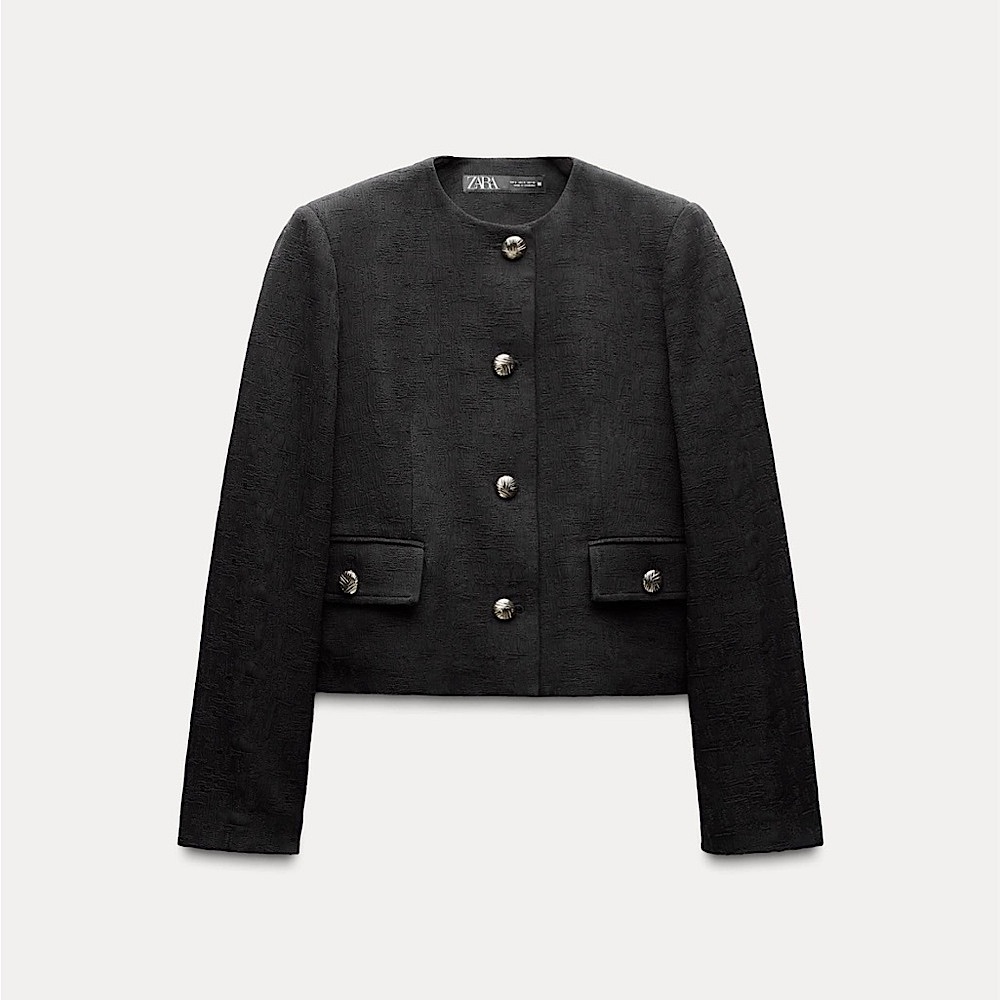 Zara Black Cropped Cardigan. Size Small